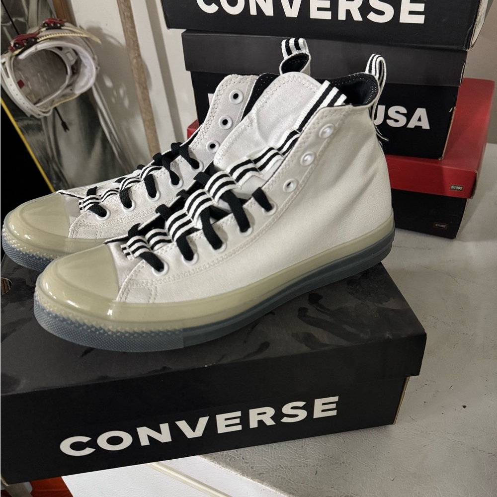 Converse High-Top Sneakers in White and Black